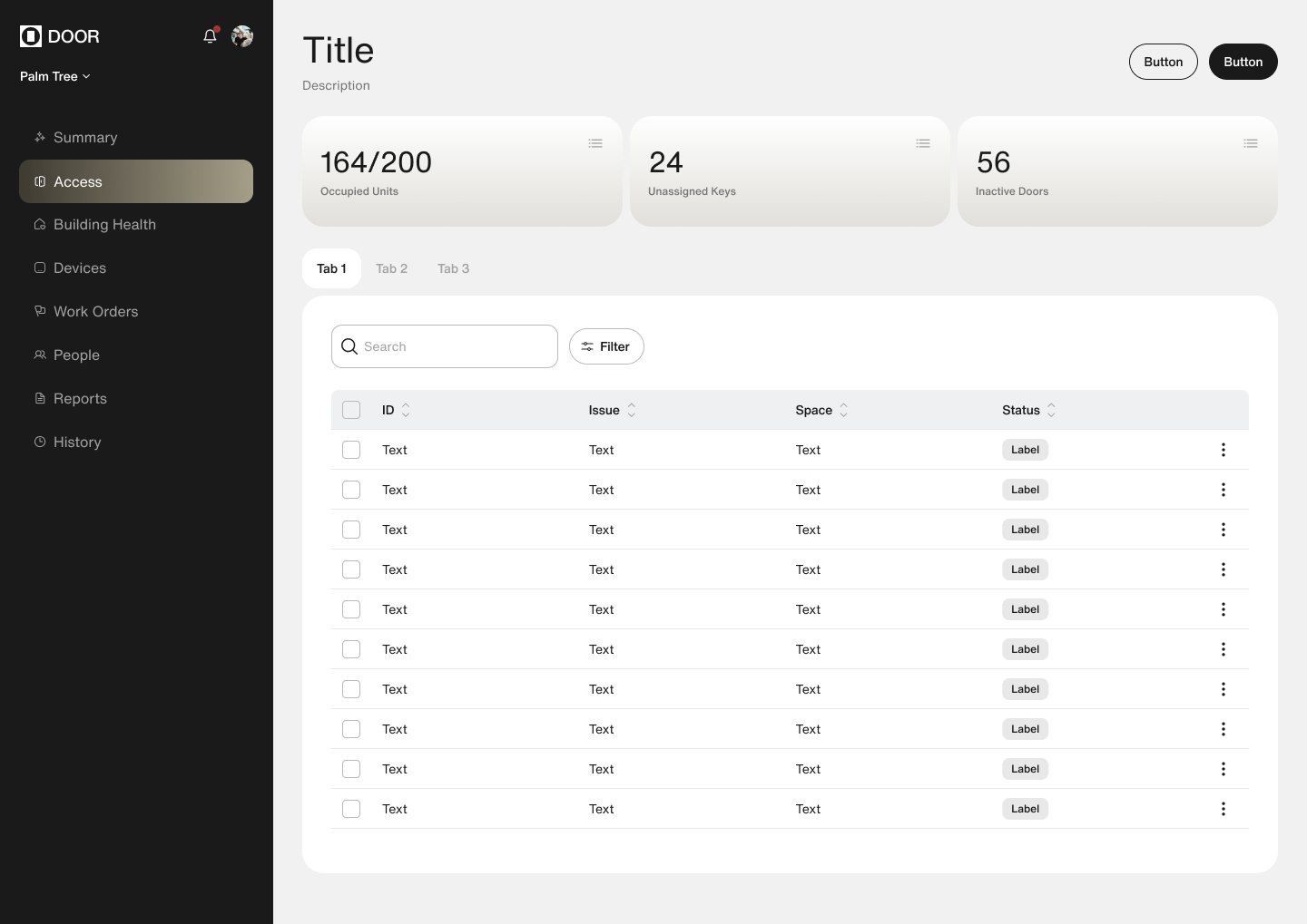 Table page template