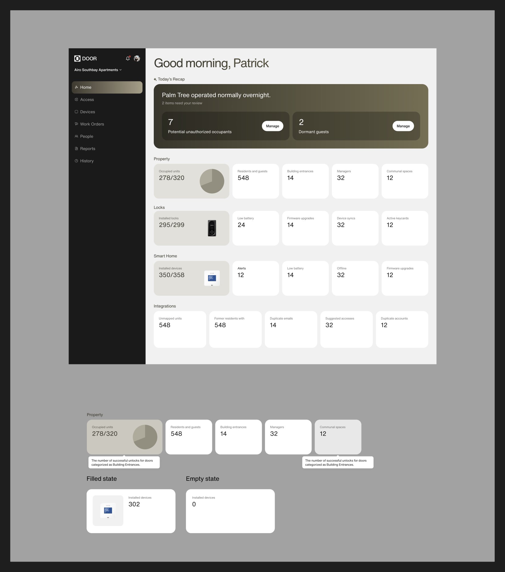 Home dashboard specs