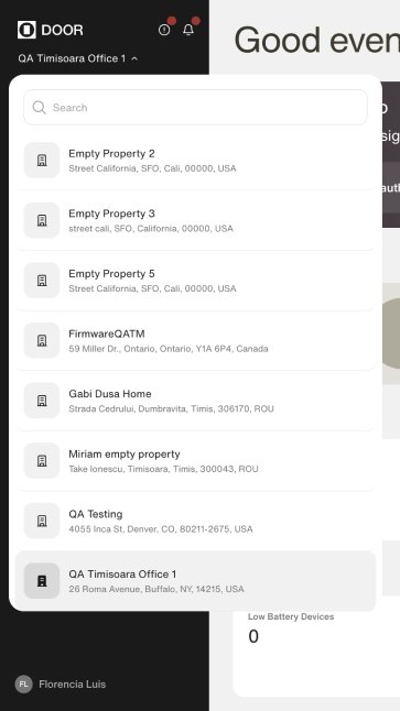 Live product — property picker