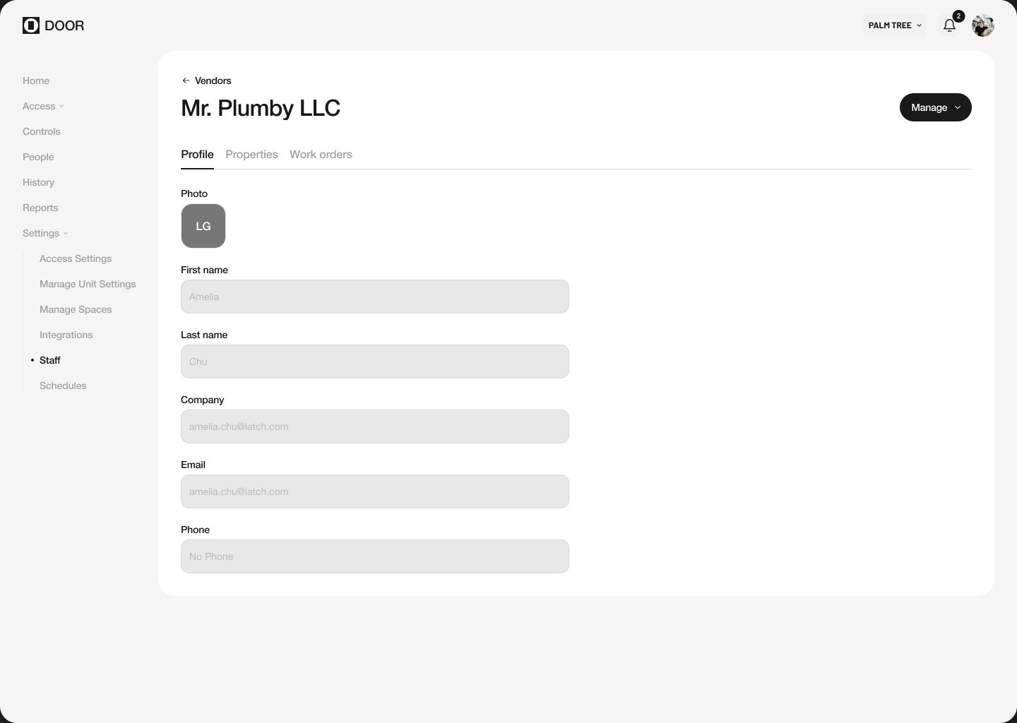 DOOR web vendor detail after the rebrand, 2025