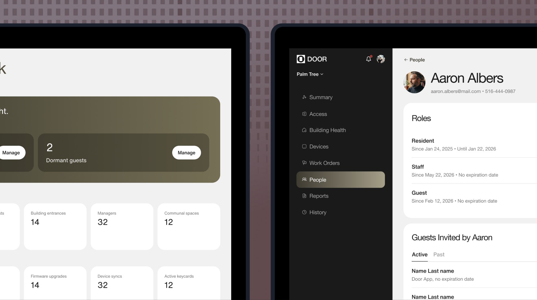 Redesigned DOOR home dashboard and person detail