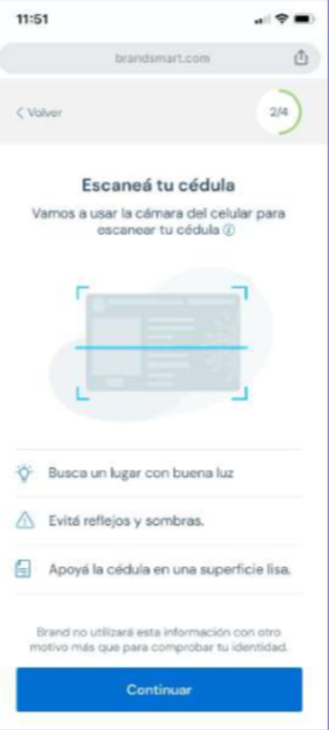 Escaneá tu cédula — capture guidelines before the camera opens