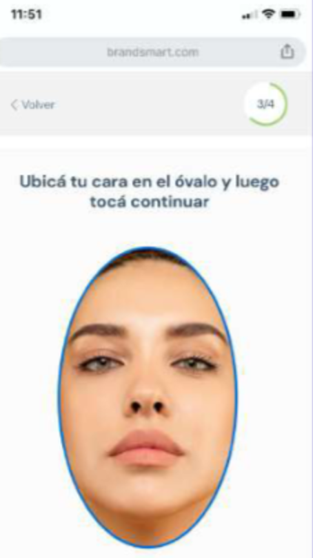 Ubicá tu cara en el óvalo y luego tocá continuar