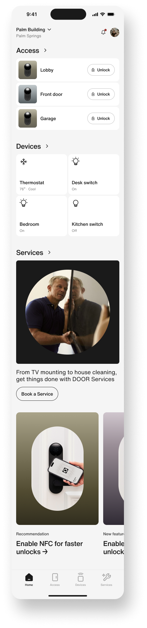 App — home, access and devices